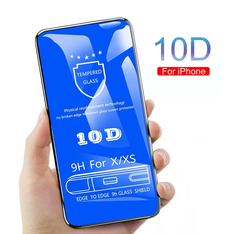 

Edge to edge curved 10D Tempered Glass for iPhone X XS max XR screen Protector Full Cover for apple iPhone 7 8 plus