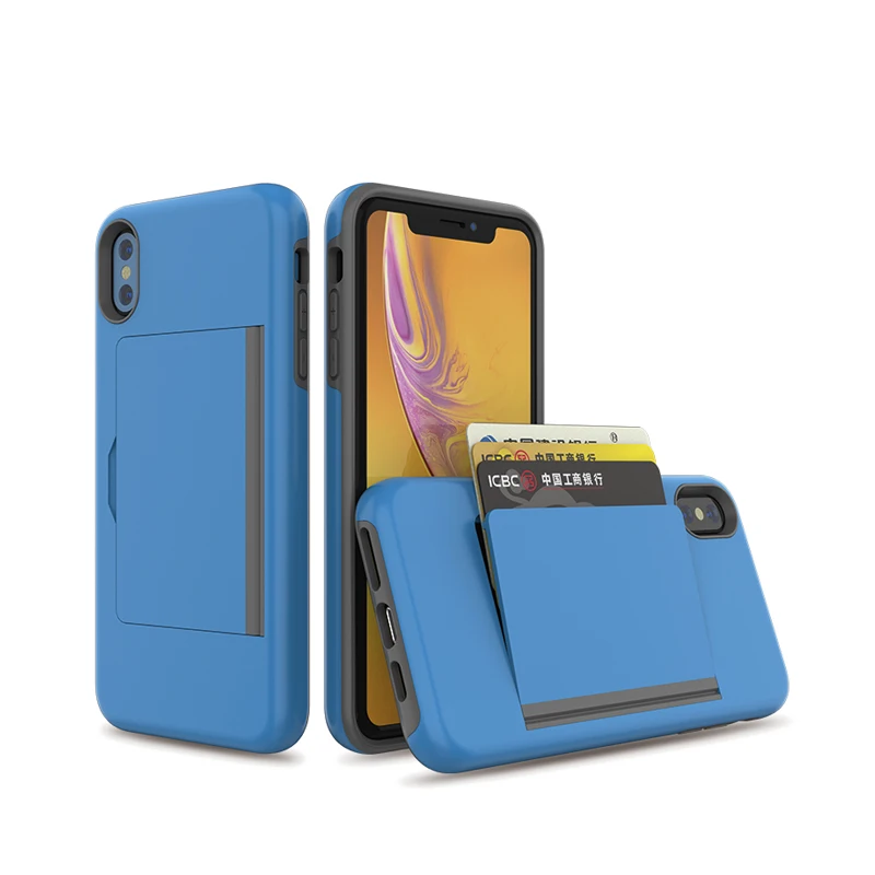 

Business Card Slot Holder Shockproof Armor Phone Case For iPhone XR, 6 colors