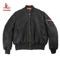 

Plain black nylon waterproof quilted winter pilot flight bomber jacket