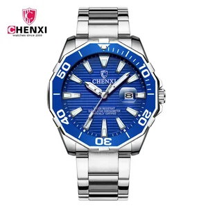 Chronograph watch solid stainless steel strap watches men for quartz wristwatch Luminous jam tangan pria
