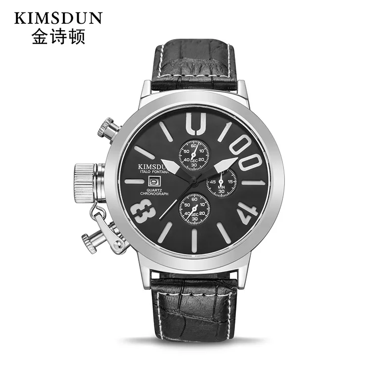2019 Top Brand KIMSDUN Man Watch Leather Business Quartz Men Watches Luxury Luminous Men's Chronograph Wristwatch Montre Homme