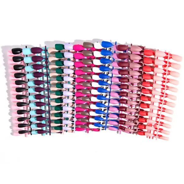 

New Adult Short Full Cover Artificial Printed Matte False Nail Tips, 16 colors