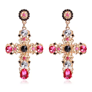 Gioncom Cross Earring Vintage Diamond Baroque Hollow Diamond Pendant Jewelry For Women 2019 2