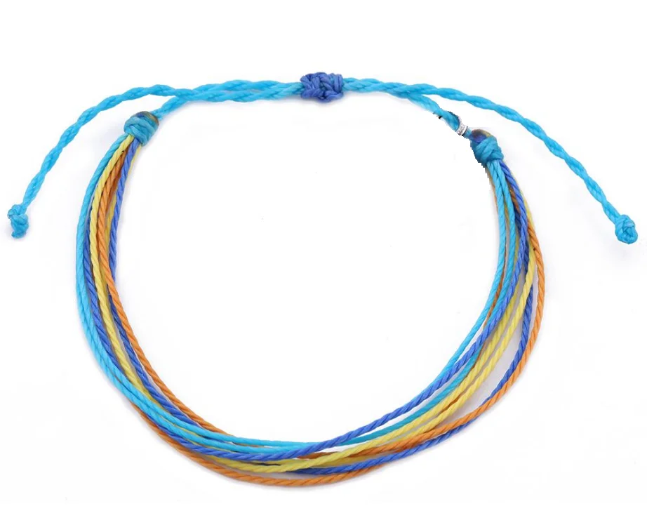 

Wholesale String Handmade Adjustable Friendship Waterproof Rope String Leather Surf Beach Bracelet, Colorful