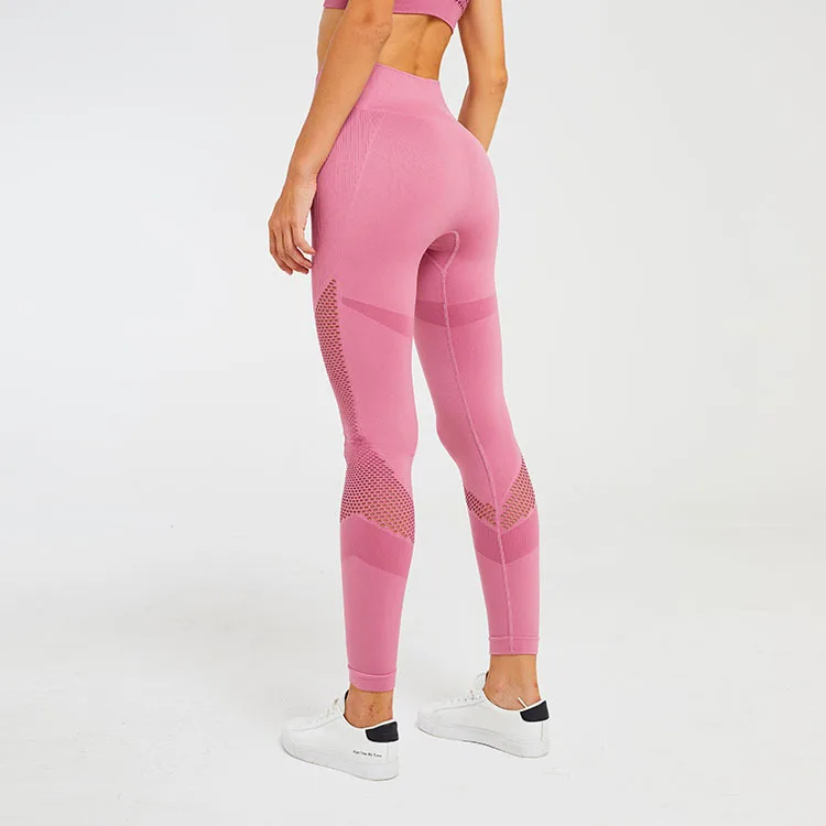 

Women Seamless Fitness Leggings Sexy Hollow Nylon Spandex High Elastic Yoga Pants, Yellow;black;pink