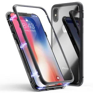Ultra Slim Metal Frame Tempered Glass Magnetic Phone Case for iPhone