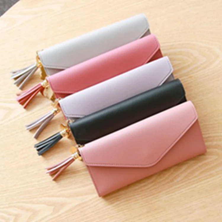 

Fashion Women long wallet pu leather Tassel Purses coin purse card holder Wallet High Quality Clutch Money Bag