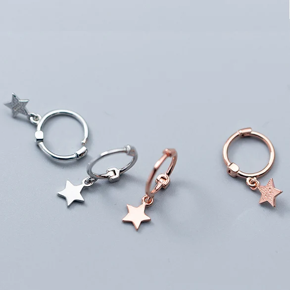 

fashion korea european simple 925 sterling silver heart cross star small mini hoop piercing statement earrings jewelry for women, Picture shows
