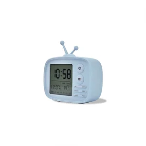 Image of Time temperature display table lamp alarm clock led alarm clock with backlight rechargeable