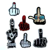 Funny middle finger contempt gesture embroidery ironing T-shirt patch