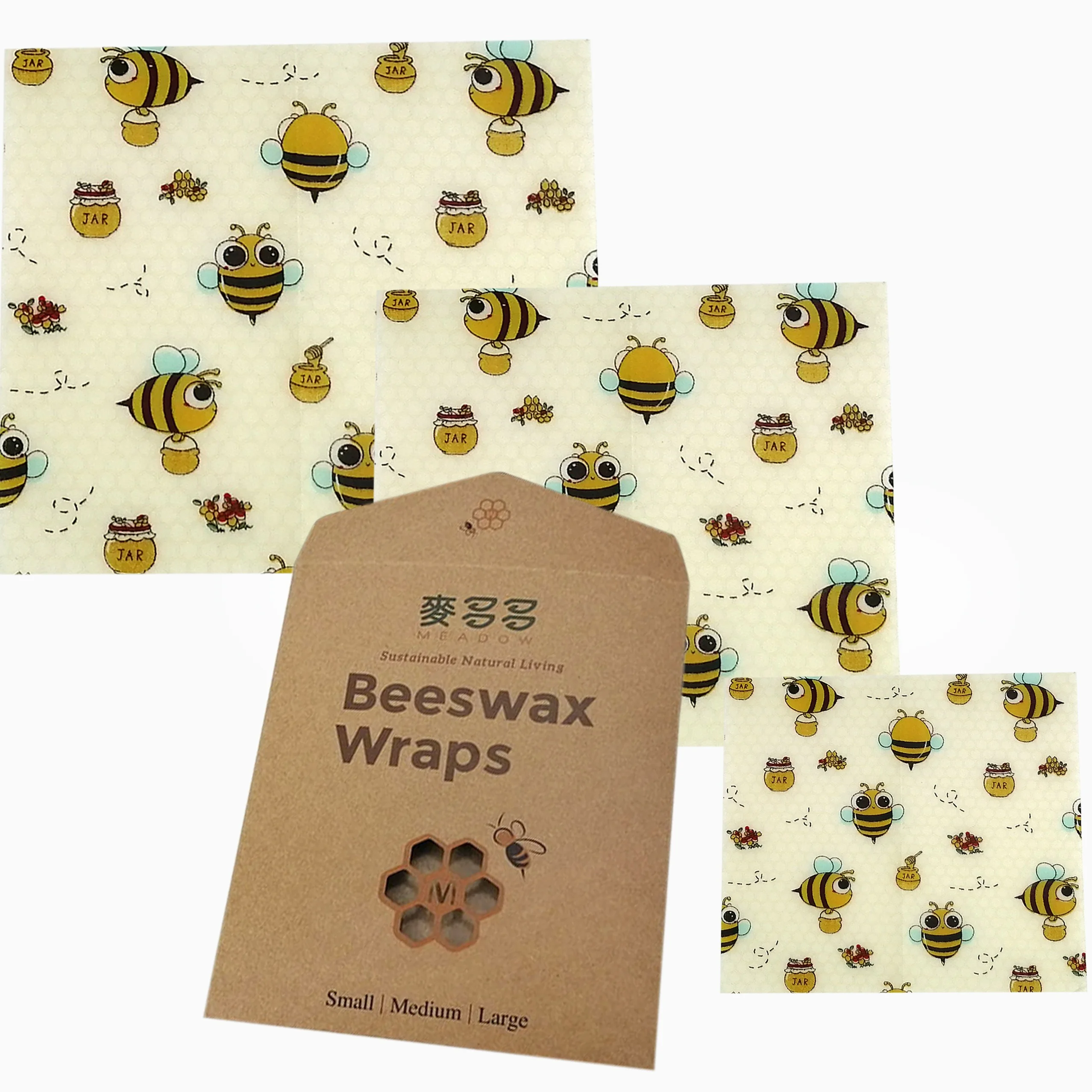 

Hot Sale 100% Organic Cotton Natural Bees Eco-friendly and Reusable Beeswax Food Wraps