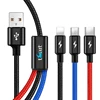 Braided Nylon Type C Micro USB 3 in 1 USB Cable Charging Data Cable for Car Vehicle Hotel Cafe Restaurant