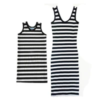 

New arrive wholesale high quality maxi women dress white black stripe mommy and me dresses