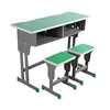 Simple adjustable height primary classroom school furniture double desk and chair sets for study MDF wood or plastic material