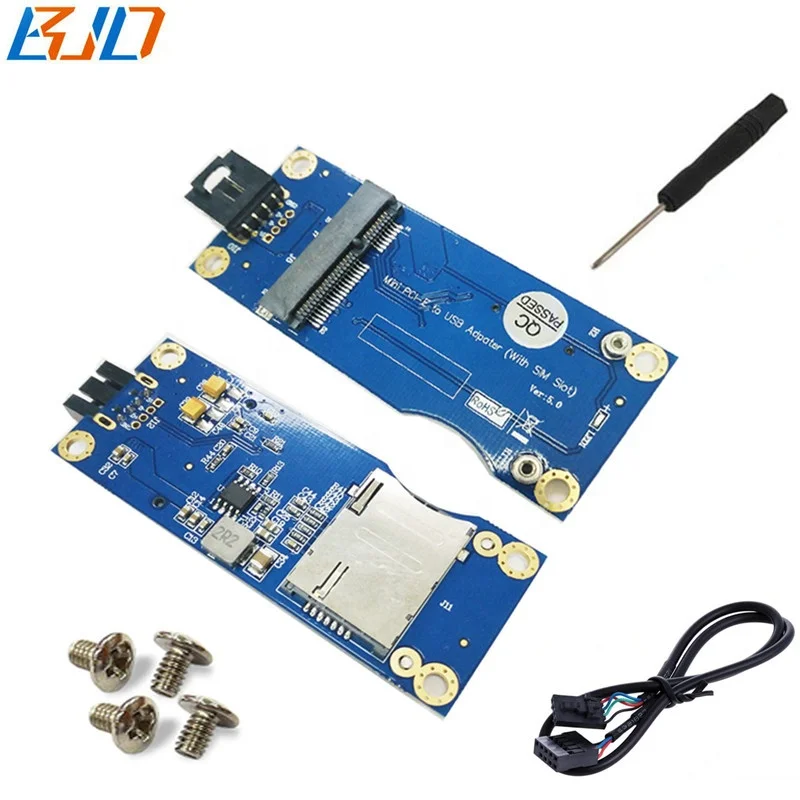 

Mini PCI-E PCIe to USB 2.0 Adapter with SIM Card Slot VER 5.0 for GSM/GPRS/3G/WLAN/WWLAN/GPS/4G/ LTE Wireless Module, Blue