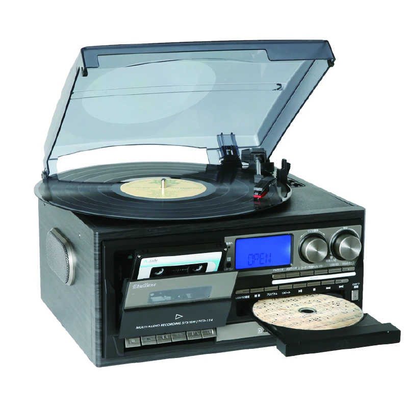 
Multi turntable player&vinyl player with CD Player/USB/SD Record/AUX Input/Radio/Cassette  (60435886356)
