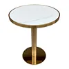 Modern marble and quartz top stainless steel base round coffee table