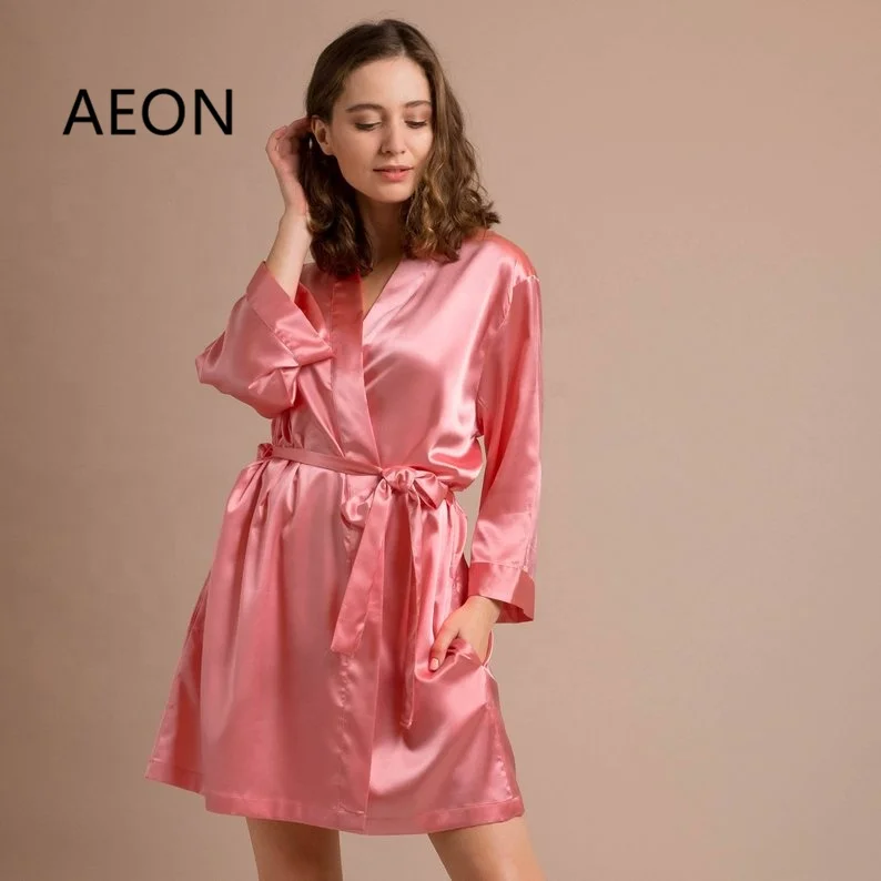 Wedding Party Bridesmaid Royal Kimonos Robe Custom Logo Silky Satin Silk Robe Blank Robes