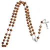 Vintage Rosary Chain Bulk Craft Catholic Jewelry Religious gift Rosary wooden Beaded Tassel Jesus Cross Pendant Necklace