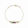 LOZRUNVE Fashion Solid 925 Sterling Silver Rainbow Beaded Safety Pin Bracelet with Cham 2019