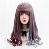 28''Synthetic Long Wavy Lolita Wigs With Bangs Purple Blue Ombre Custom Party Cosplay Wigs For Black/White Women Heat Resistant