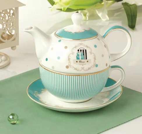 

Popular tea for one bone china teapot and cup with gold rim