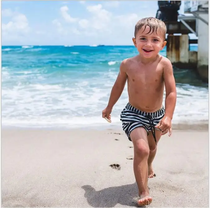 

beach wear boardshorts surf boy wholesale boardshorts striped kids recycled polyester boardshorts, Picture