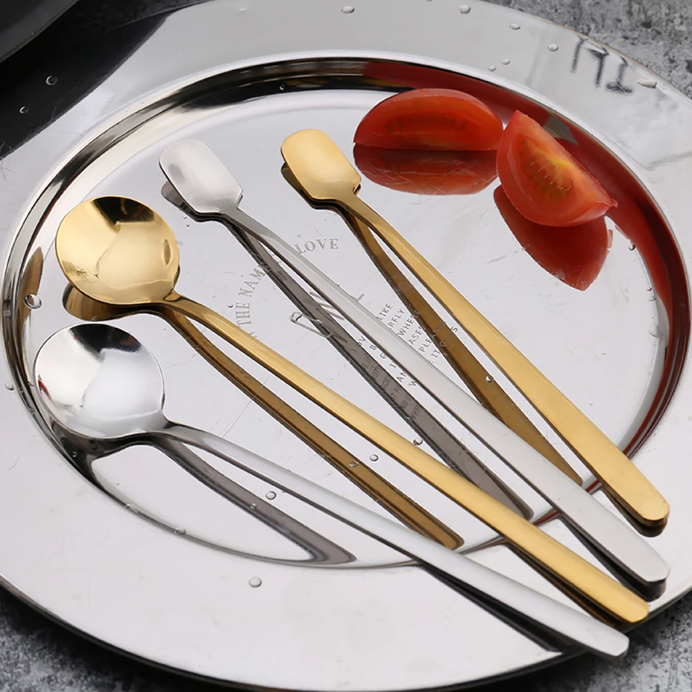 

Nice Colorful Stainless Steel 304 Long Handle Spoon For Dessert Ice Coffee Mixing, Colorful aslo