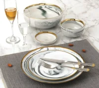 

Best quality bowl dinner ware gold rimmed china marble bowl