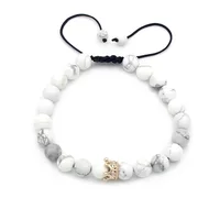 

Wholesales Lava Stone Jewelry Crown Gemstone bracelets 8MM Round Beads Stretch Girls Bangle-3 Free Sample