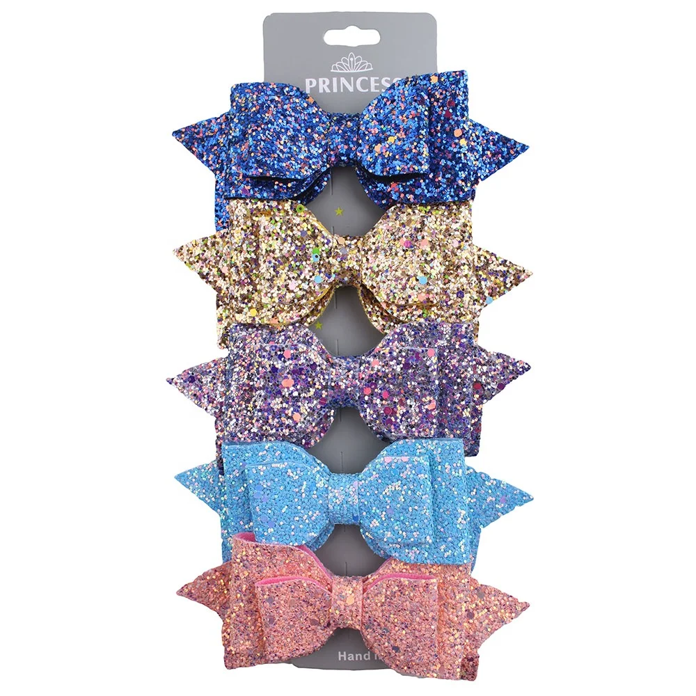 
2019 Multi Color Wholesale Glitter Hair Bows Alligator Clips for Girls Hair Accessories 