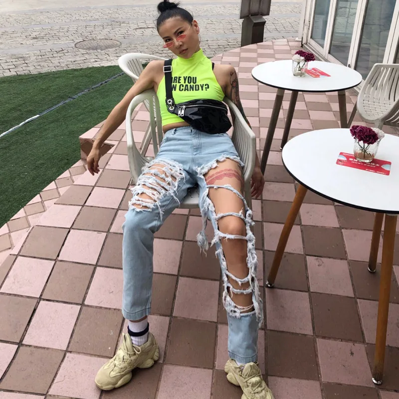 

2019 spring and summer new style hot sale jeans fashion casual high quality ladies jeans ripped trousers personality joker pants