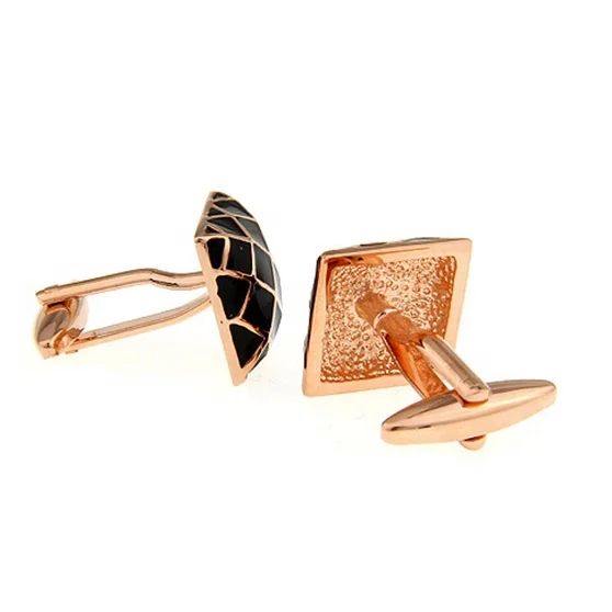 

Make custom logo square gridding pattern silver or rose gold plating cufflinks for men