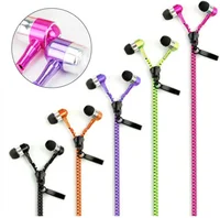 

zipper earphone 3.5mm Aux Audio Jack In-ear type Metal Earphones with Microphone