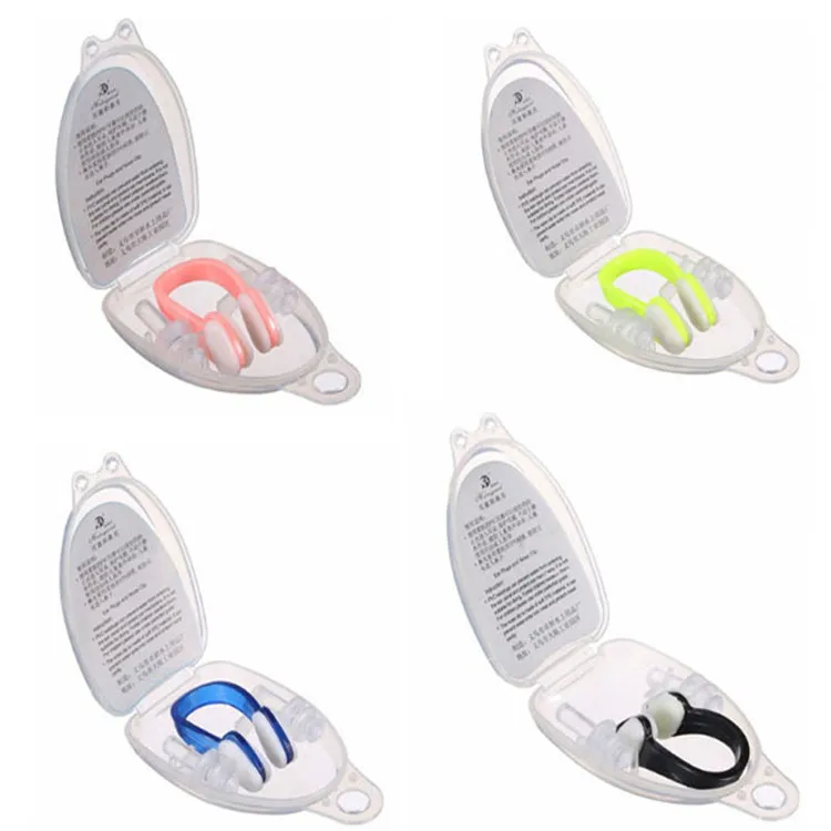 
Water sports accessories 2 earplugs earplug gear + soft silicone swimming nose clip box set 