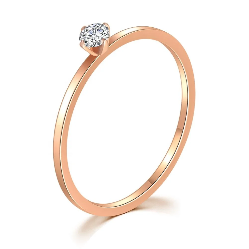 

Wholesale China Manufacturer Cheap 18K Rose Gold Plated Stainless Steel Jewelry Cubic Zirconia Wedding Ring for Ladi Women R825, Picture