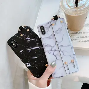 Frosted Marbled Phone Case iPhone X Max Wrist Strap