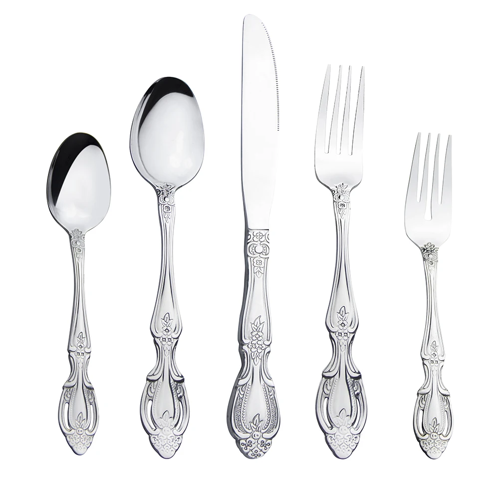 

New arrival inox stainless steel cutlery royal palace forks spoons knives set flatware set, N/a