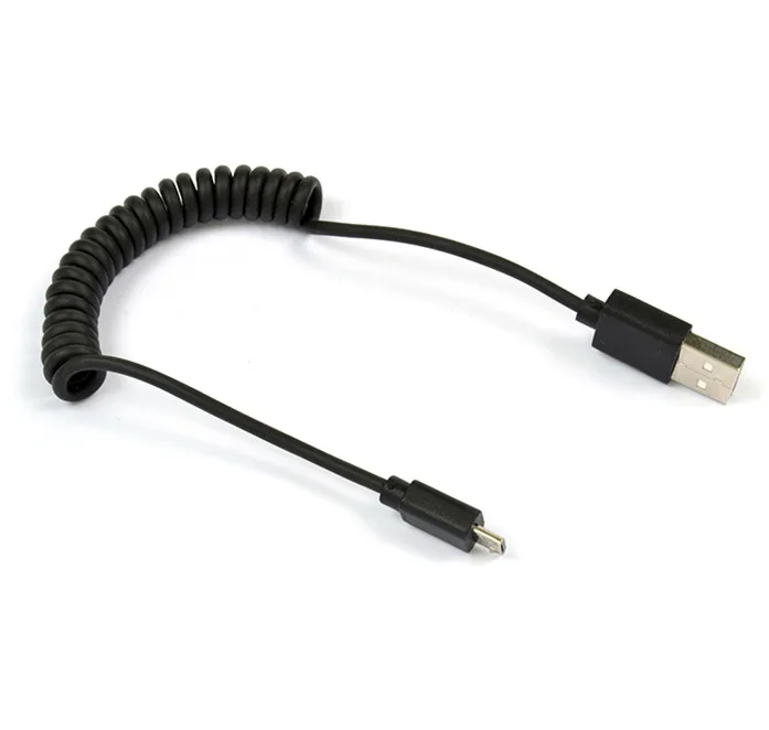 USB 2.0 A male to Micro B 5p 5pin male extension curl spring date cable cord