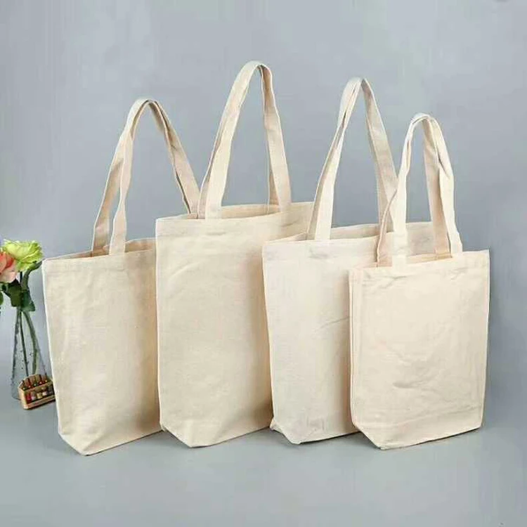 

Natural blank custom logo printed eco-friendly cotton canvas tote bags in stock, Natural color