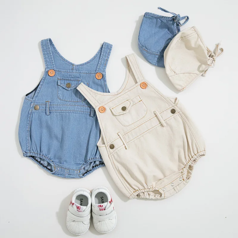 

2019 Infant Toddler Onesie Fashion Cool Newborn Denim Romper Clothes, As shows