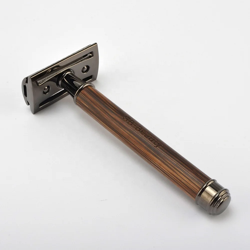 

mans reusable bamboo handle eo-friendly metal safety shaving razor