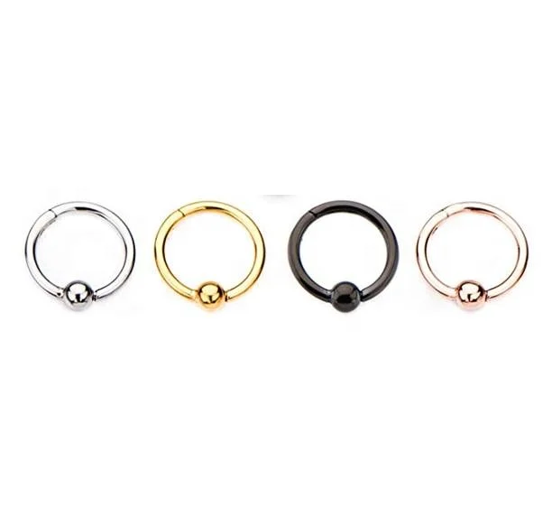 

Gaby16G Ball Center Stainless Steel Hinged Segment Rig for Septum, Nostril, Lip, and Ear Piercings - Available in Multiple Sizes, Steel/black/gold/rose gold