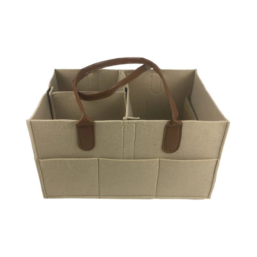 

100% Polyester Felt Baby Diaper Caddy Organizer Mummy Tote Bag For Kids, Khaki or customized