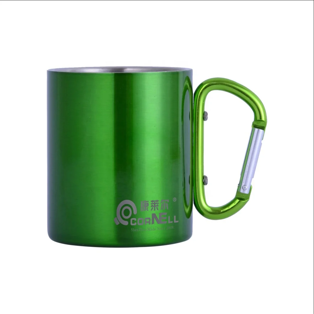 

new promotional custom printed reusable travel coffee mug double wall stainless steel travel mug with carabiner wholesale