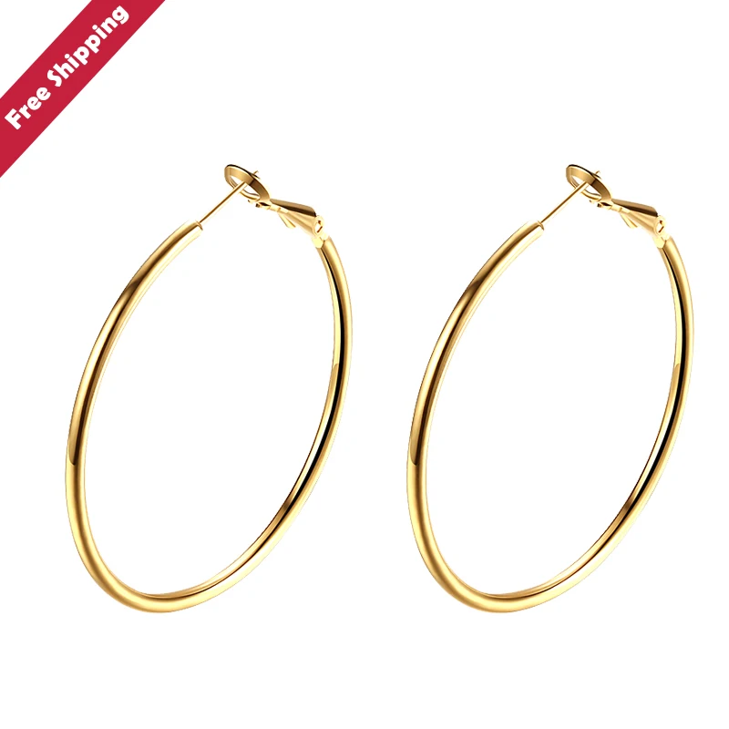 

Free Shipping 2019 Fashion Jewelry Dangle Big Round Hoop Earrings, Gold/pink/silver
