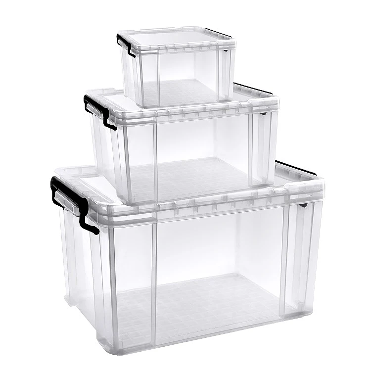 

wholesale cheap white stackable storage totes with lid, Clear white transparent