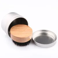 

Hot Sale Round Shape Wooden Boar Bristle Hair beard brush wholesale with gift tin box