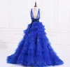 Blue Sexu Back Open Tulle Formal Long Evening Dress Made in China