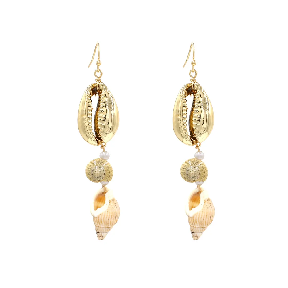 

Bohemian Long Conch Shell Drop Earrings Handmade Beach Wedding Dangle Earrings For Women Jewelry (KER263), Same as the picture